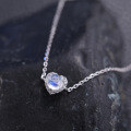 wholesale S925 Sterling Silver Dainty Heart-Shaped Natural Creamy Moonstone Gemstone Bracelet for Women Gifts, Ins Style-0-2