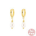 wholesale S925 Sterling Silver Geometric Diamond Inlaid Pearl Star Tassel Hoop Earrings for Trendy Girls-0-5