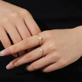 wholesale S925 Sterling Silver Gold-Tone Moonstone Ring with Natural Opal, Trendy Ins Style, Small and Unique Design, Tarnish-Free-0-1