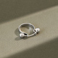 wholesale S925 Sterling Silver AR1561 Korean Version Fashionable Minimalist Geometric Double Bead Ring-0-0
