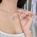 wholesale S925 sterling silver on-the-run princess bow tie necklace for women with fantasy color moonstone, luxurious and sophisticated style, unique collarbone chain-0-3