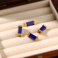 wholesale Gold-plated 925 ancient silver fittings set with natural lapis lazuli Roman column spacer beads, Ahdai DIY bracelet braiding accessory-0-3