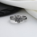 wholesale S925 Sterling Silver Retro Ethnic Auspicious Ruyi Coin Ring with Good Meaning, Creative and Fashionable Index Finger Ring-0-3