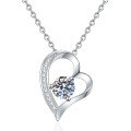 S925 Sterling Silver Moissanite Heart Pendant Necklace, Amazon Hot-Selling Wholesale-0-3