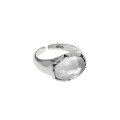 wholesale S925 Sterling Silver Korean Version INS Niche Design Vintage Distressed Micro-Set Crystal Textured Open Adjustable Ring for Women-0-6