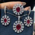 18K Gold 3ct Pigeon Blood Ruby Jewelry Set-0-2