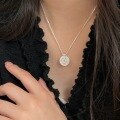 wholesale S925 Sterling Silver Retro-inspired Eight Treasures Compass Pendant Necklace for Women, Minimalist Fashion, Collarbone Chain with a Premium and Trendy Feel-0-2