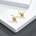 wholesale new S925 sterling silver electroplated 14K gold magic wand-shaped small earring jewelry wholesale-0-2
