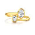 wholesale 18K Gold Classic Double Diamond Twin Gold Ring, Advanced Design Engagement Lab-Grown Diamond Ring, Versatile-0-4