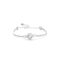 wholesale S925 Sterling Silver Moissanite Bracelet for Women, Round Bezel Setting, Minimalist Design, Adjustable, Light Luxury-1 carat moissanite bracelet