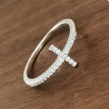 wholesale 925 Sterling Silver Micro-Paved Zircon Cross Ring, Fashionable Commute OL Classic Trend Versatile High-End Ring-0-1