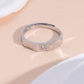 wholesale S925 Sterling Silver Men's Ring Trendy Versatile Fashionable Adjustable Four-Claw Setting Zircon Band Personality Index Finger Ring-0-3