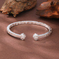 wholesale 9999 Pure Silver "Peace and Joy" Open Bangle with Unique Minimalist Design, Versatile Blessing Bracelet Gift-0-3