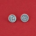 wholesale 925 Sterling Silver Retro Chinese Dragon Year Auspicious Totem Button DIY Braided Red Cord Bracelet Clasp Accessory Fitting-0-0