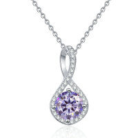 S925 Silver Moissanite Infinity Pendant Necklace-2-carat purple moissanite
