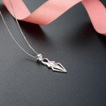 wholesale S925 silver minimalist style women's elegant tapered pendant necklace, Korean version accessory-0-1