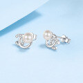 wholesale S925 Sterling Silver Freshwater Pearl Earrings for Women with Moissanite, Small and Exquisite Ear Accessories, High-End Elegant Stud Earrings, Ready to Ship Wholesale-0-2