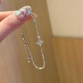 wholesale S925 Sterling Silver Double-sided Four-point Star Diamond-embedded Bracelet, Sweet Niche Luxury Starry Advanced Sense Versatile Fashion Bracelet-0-4