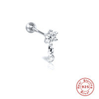 wholesale S925 Sterling Silver Geometric INS Style Ear Bone Piercing Stud Nose Ring Body Jewelry Screw-Single gold-style 1