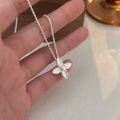 wholesale S925 Sterling Silver Four-Leaf Clover Pearl Necklace for Women, Korean New Edition Fashion Minimalist Lucky Clover Collarbone Chain-0-1