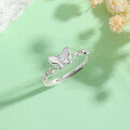wholesale 925 Sterling Silver Minimalist Butterfly White Shell Zircon Ring for Women, Small and Fresh Niche Design, Internet Celebrity Trendy Personalized Band-0-5