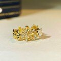 18K Gold Plated S925 Silver 1ct Ice-Cut Iris Flower Ring-0-0