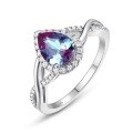 wholesale S925 Sterling Silver European & American New Teardrop Shape Lab Alexandrite Ring, Light Luxury Style Cultured Colored Gemstone Ring-0-5
