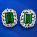 wholesale S925 Sterling Silver New European and American Luxury Set 10*14mm Nano Green Earrings Cross-Border AliExpress Style-0-1