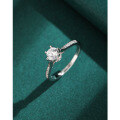 wholesale S925 Sterling Silver Ring for Women, Light Luxury, Niche, High-End Feeling, Set with Zircon, Six-Prong Shank Ring, Proposal, Wedding, Simulated Diamond Ring-0-0