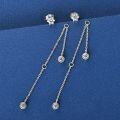 Sterling Silver Moissanite Chain Tassel Earrings, Wholesale-0-0