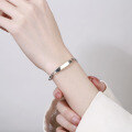 wholesale S925 Sterling Silver Minimalist Smooth Square Tube Bolt Clasp Connected Couple Bracelet in Ins Korean Style-0-3