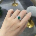 wholesale S925 Silver Plated with 18K Gold, 15ct Lab-grown Gemstone Ring for Women, Cross-border Fashion Jewelry, Ready to Ship-0-8