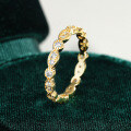 S925 Silver 18K Gold Plated Moissanite Eternity Band Ring-0-1