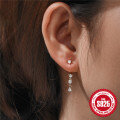 wholesale 925 Sterling Silver Double-Wire Stone-Inlaid C-Shaped Back Earrings-0-1