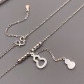 wholesale Silver, Hollow-Out Gourd and Broken Silver Tassel Pendant Necklace, Minimalist Chinese Style Design, High-End Sense Collarbone Chain-0-3