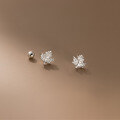 wholesale S925 Sterling Silver Forest-style Sweet Maple Leaf Threaded Stud Earrings, Unique Design Everyday Wear Accessories M05122-0-3