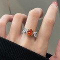 wholesale 925 Silver Gold-Plated 7*9mm Oval Sunset Orange Ring, Fashionable OL Style, Supports Drop Shipping-0-3