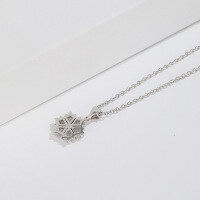 wholesale Metal material small batch design minimalist fresh snowflake pendant women's diamond-encrusted ice crystal necklace luxury collarbone chain free engraving-Snowflake Pendant (without chain) 925 Silver
