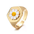 wholesale S925 sterling silver irregular European-American daisy tulip flower open ring trendy personality ring-0-4