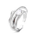 wholesale S925 Sterling Silver European and American Cross-Border Exaggerated Geometric Lines Irregular Niche Design Open Ring-0-4