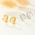 wholesale S925 Sterling Silver Plated with Gold Heart-shaped Hoop Earrings, Fashionable, Sweet, and Gentle, with a Unique Design-0-1