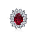 wholesale S925 Sterling Silver 5ct 12*15 Oval Cultured Ruby/Sapphire Ring for Women, European and American Luxury Style, New Collection by Shipei Jewelry-0-3