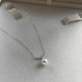wholesale S925 Sterling Silver Cherry Blossom Smile Style Pearl Pendant Necklace, Light Luxury Niche Single Divine-Grade Collarbone Chain-0-1
