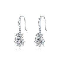wholesale 925 Sterling Silver French Fashion Personality Socialite Elegant Floral Cluster Ear Studs with Luxurious Moissanite Earrings-Zircon/Silver 3g one pair