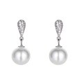wholesale S925 Sterling Silver Ins Style Diamond-Inlaid Teardrop Synthetic Pearl Earrings, Small and Chic Design Sense Ornament M05101-0-4
