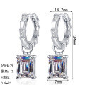 S925 Sterling Silver Moissanite Rectangular Earrings for Women-0-3
