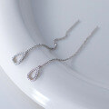 wholesale S925 sterling silver diamond-encrusted hollow teardrop ear thread with an ins-style design, elegant ear jewelry for women M04886-0-0