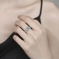 S925 Sterling Silver 3ct Four-Prong Moissanite Ring for Women-0-2