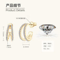Sterling Silver Exaggerated European Cross-border Earrings with Moissanite Stars [Clearance Free Shipping]-Style W [Clearance Sale with Free Shipping] Gold  925 Silver