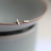 wholesale 14K Gold Small Straight Bar Korean Design Plain Moissanite Stud Earrings Simple and Versatile-One price 14K gold moissanite